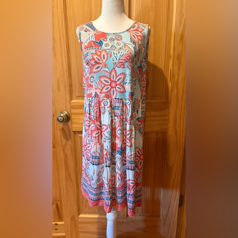 J. Jill sleeveless knee-length floral print dress women’s M